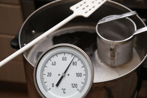 crafting beer in a kitchen