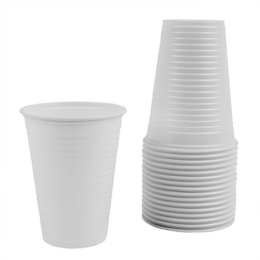 100 White Plastic Drinking Cups - 180ml