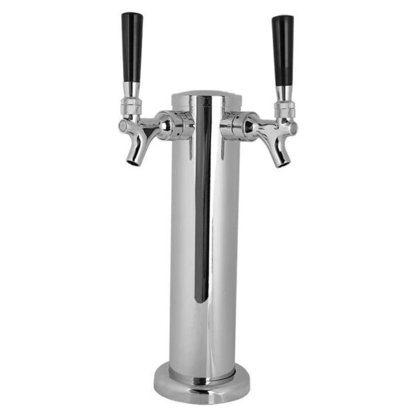 Draft Beer Tower - Chrome Double Faucet